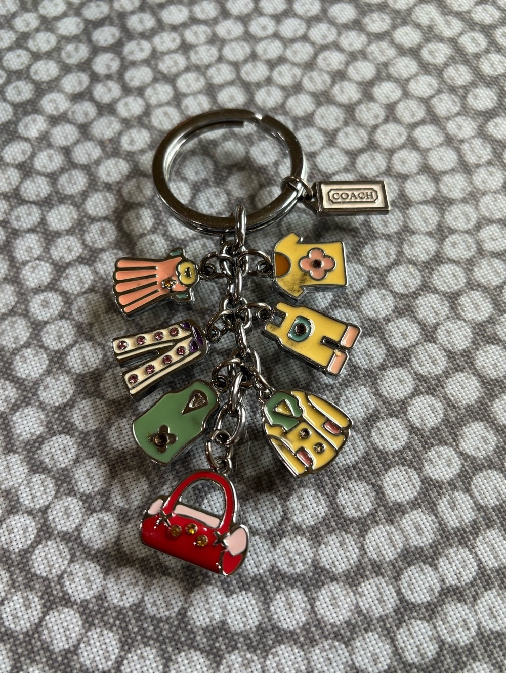 Vintage Coach Multicolor Enamel Handbag & Dress Charm Keyring